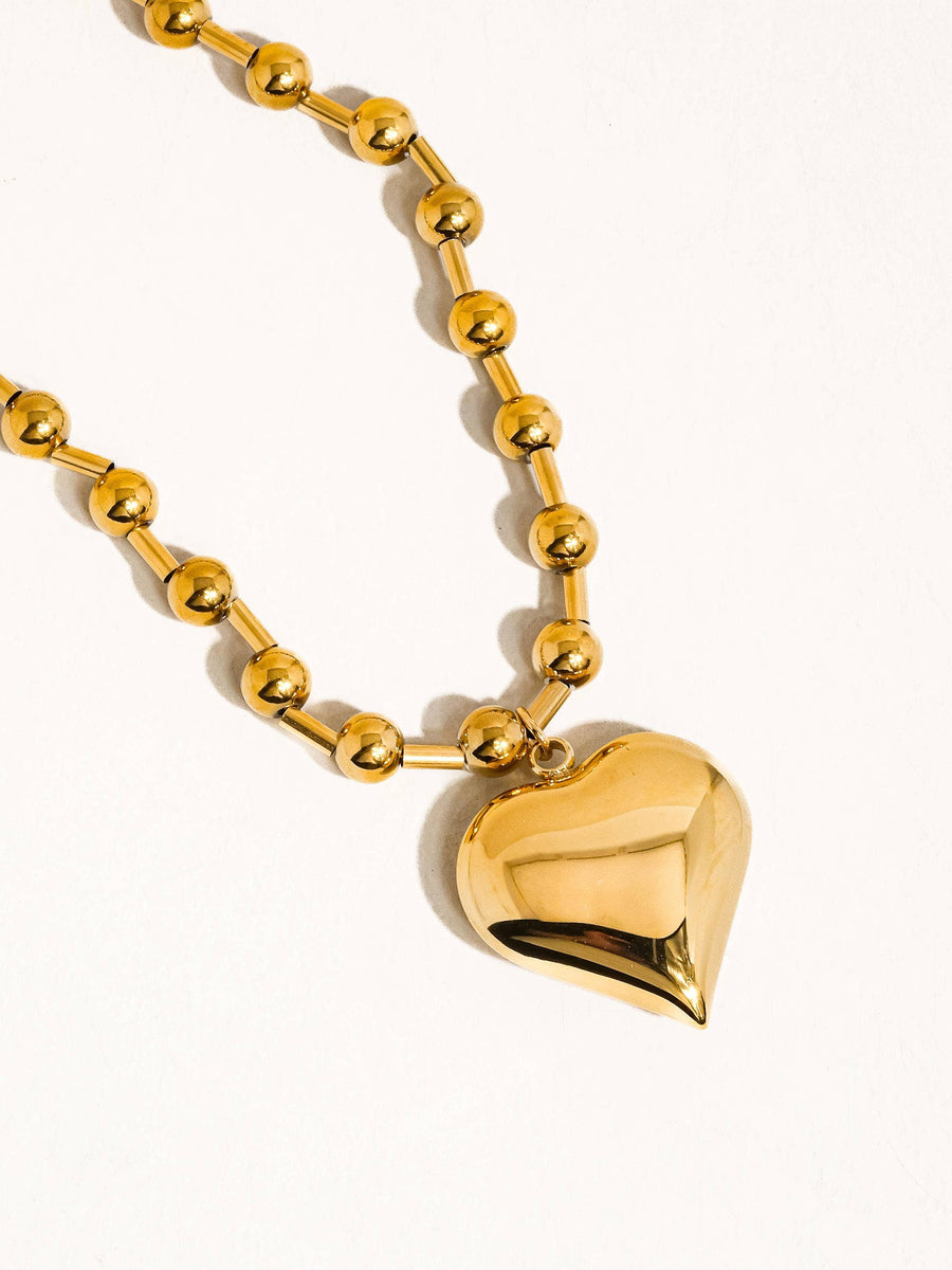 Large Heart Ball Chain Necklace - Gold – Emerson Charles