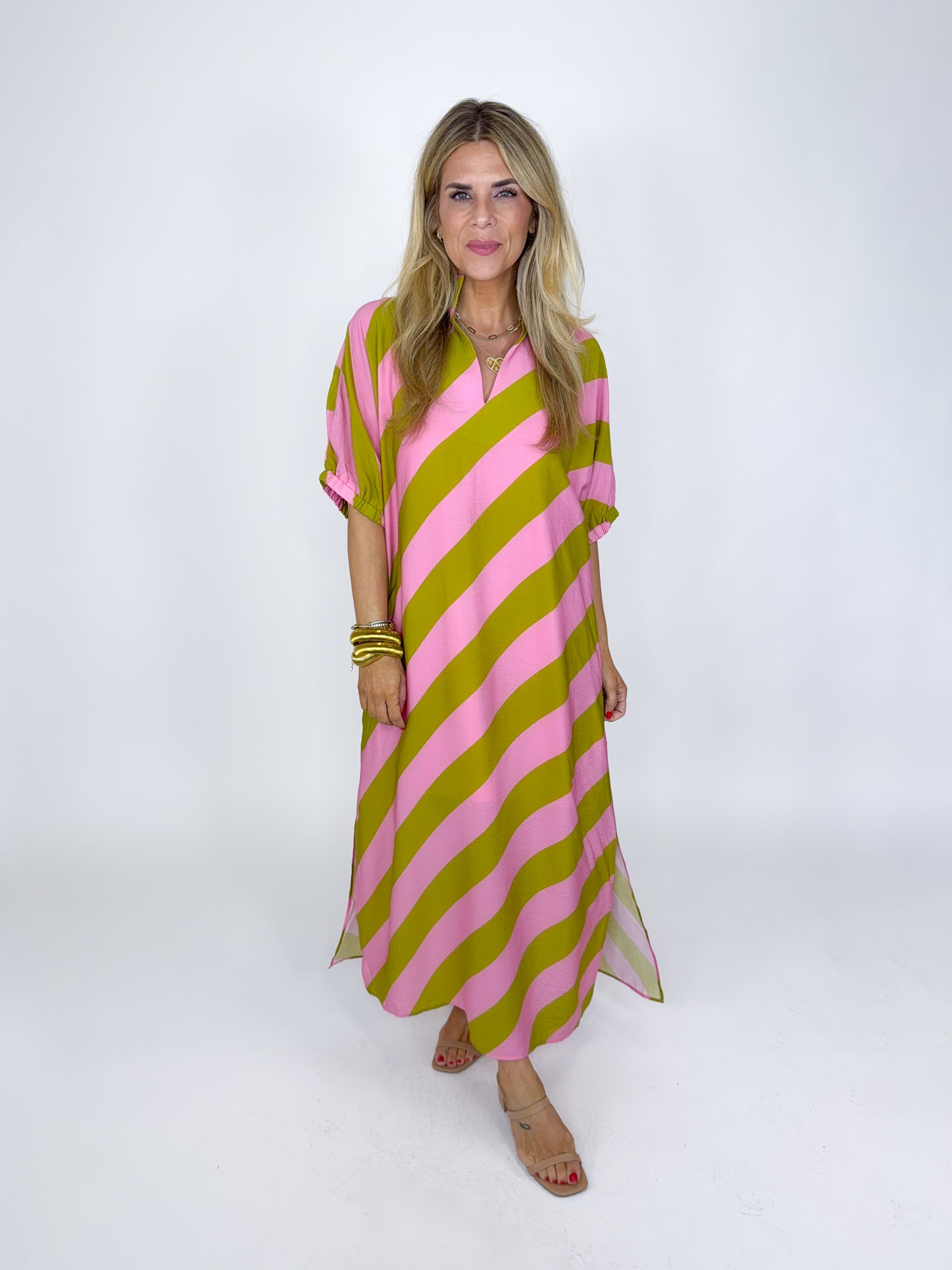 Eden Dress- Green Stripe RESTOCK COMING – Emerson Charles