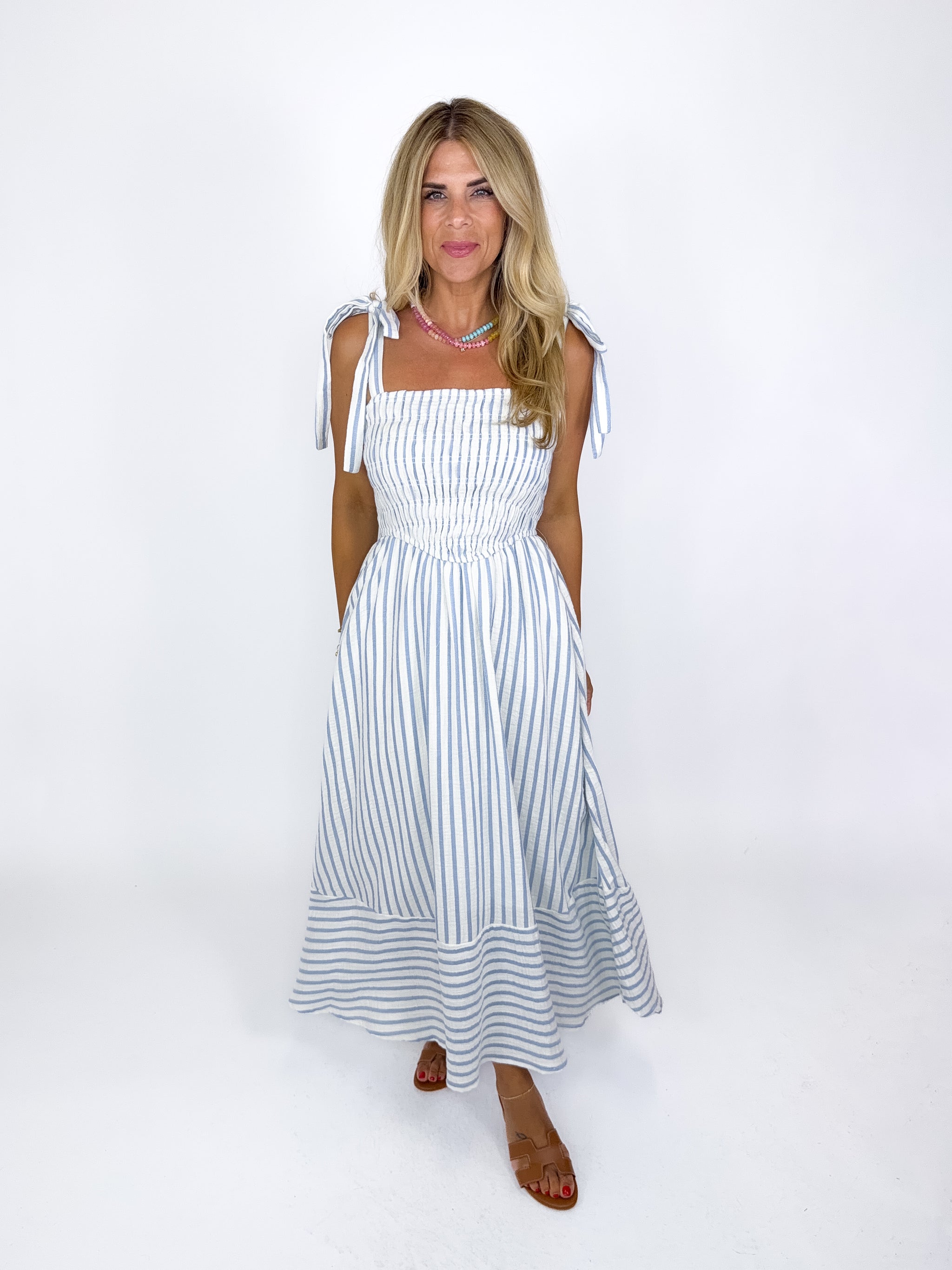 audrey smocked midi dress Audrey Smocked Puff Sleeve Organic Cotton Midi Dress (Women)
