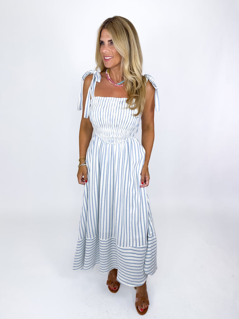 Audrey Dress- Blue – Emerson Charles